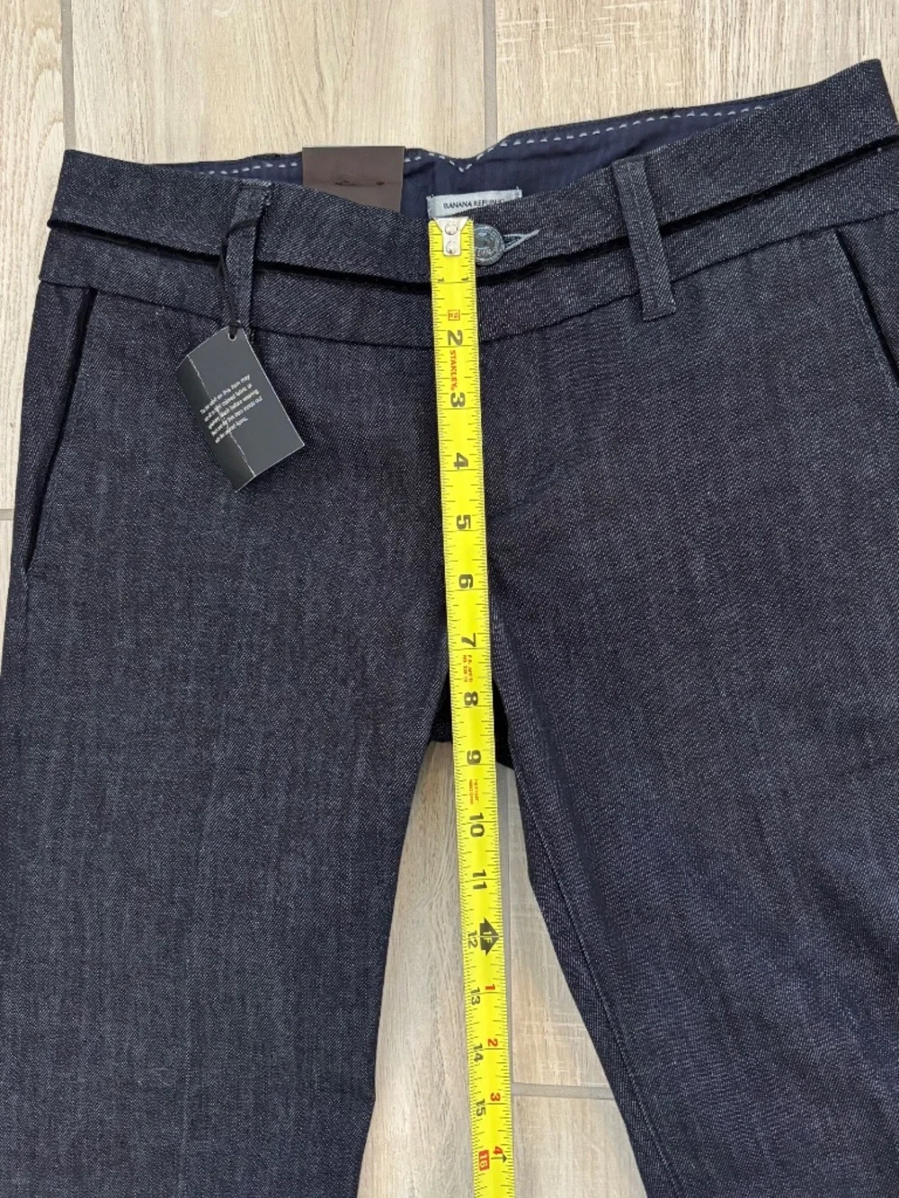 Banana Republic NWT Sloan Fit Pants Size 4P Petite Dark Blue Denim Dress Slacks - Picture 6 of 11